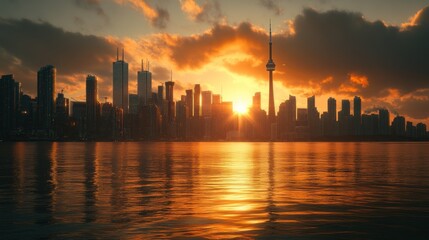 Fototapeta premium Toronto Skyline Sunset Cityscape Golden Hour