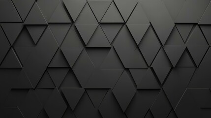 Obraz premium Experience the elegance of black polished triangular mosaic tiles, forming a stunning geometric wall design with a semigloss finish.