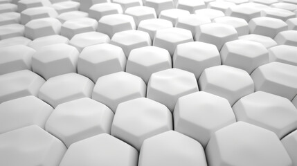Obraz premium Explore a sleek minimalistic texture with 3D sharp corners, featuring volumetric hexagons basked in soft white light.