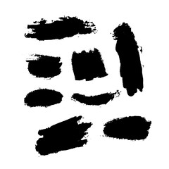 Vector brush strokes collection, Ink splatters grungy painted lines, artistic design elements waves and circles triangles Vector paintbrush