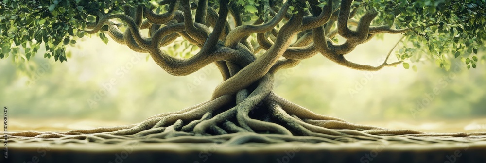 Poster This artwork showcases a tree of life with intricate branches and roots, emphasizing unity and the cycles of growth throughout the seasons. Generative AI