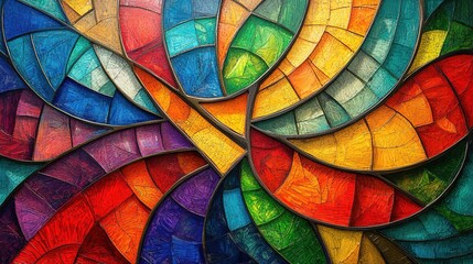 Fototapeta premium Abstract stained glass with vibrant colors.