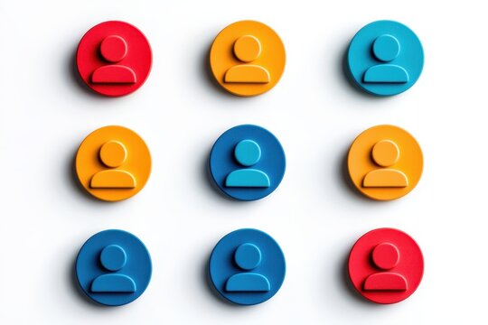 Colorful circular icons representing user profiles arranged in a grid pattern, showcasing a modern and playful design.