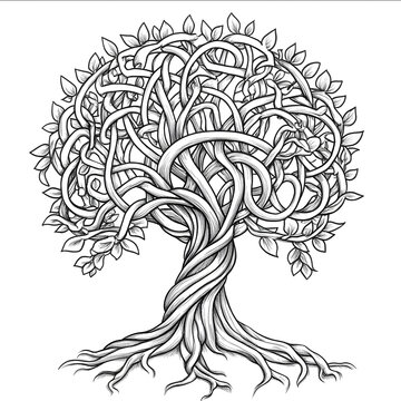 celtic knot tree black and white clip art preview