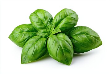 Fototapeta premium Fresh basil leaves, vibrant green, arranged neatly, ideal for culinary use, garnishing, and enhancing flavors in various dishes.