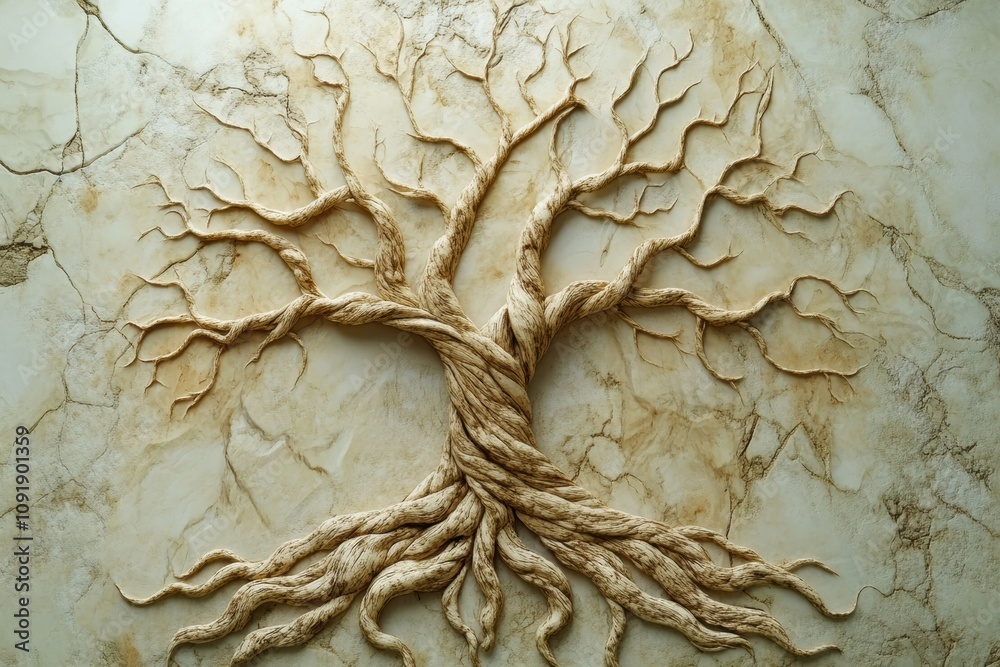 Leinwandbilder an abstract representation of a tree of life highlights intertwining branches and roots illustrating