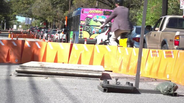 Delayed Traffic with construction filmed in Austin, Texas 11/20/2024