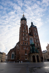 Fototapeta premium Krakow Old Town St. Mary's Basilica Main Market Square St Florians gate and Barbakan Royal Castle St. Joseph's Church