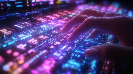 Neon Keyboard Typing