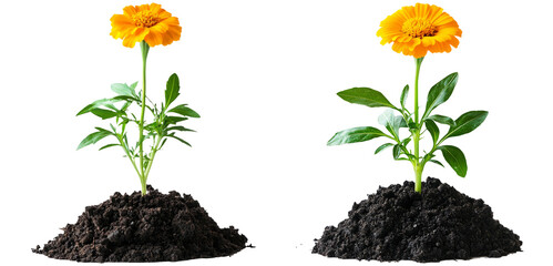 Vibrant Flower Growing in Dark Soil