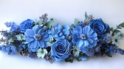 An elegant bouquet of blue roses and flowers