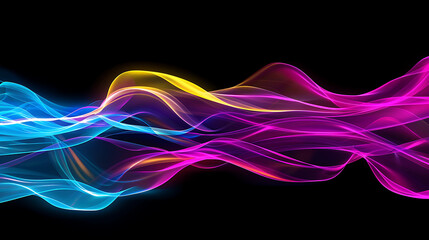 Fototapeta premium Colorful flowing waves with vibrant light trails creating a dynamic abstract background for digital art, creative projects, and modern design needs