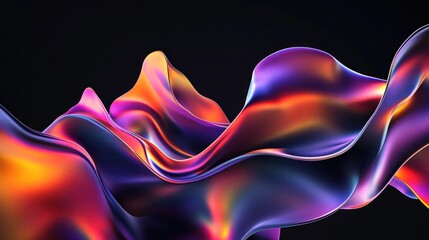 Obraz premium Abstract 3D Rendering of Shiny, Fluid Shapes in Vibrant Colors