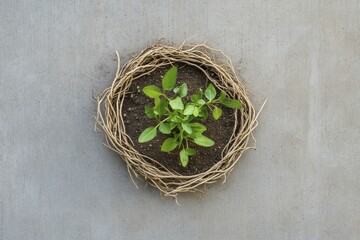 Naklejka premium Fertility management featuring symmetrical arrangements of roots creating natural loops and textures