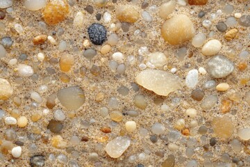 Microbial contamination on sand surface reveals natural symmetry among grains, showcasing unique patterns throughout the environment.