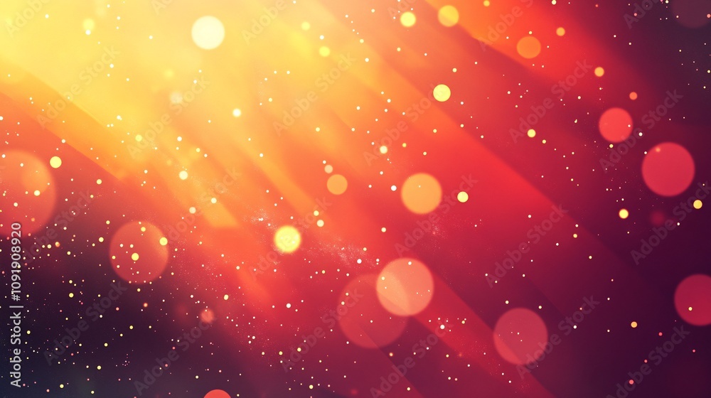 Poster Abstract background showing diagonal light rays and bokeh effect creating warm atmosphere