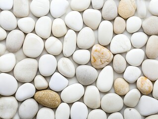 Fototapeta premium Ocean absorption showcases pebble formations with balanced designs, highlighting an organized, intricate arrangement.