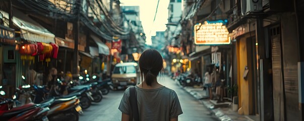 Naklejka premium Explore the bustling streets of Chinatown in Bangkok