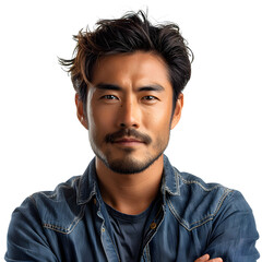 Obraz premium young asian man with a white accent, vintage, png