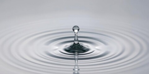 A single water droplet crashes into the edge of a glass, creating a small circle of concentric ripples that gradually disappear, wet, ripples, concentric circles