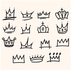 Fototapeta premium Crown With illustration style doodle and line art