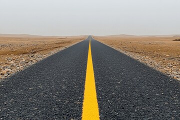 Ahead road symbolized by a single geometric line crossing an expansive, colorless background