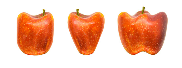 Letters U, V, W made of apples
