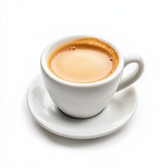 Naklejka premium A classic Americano with a thin layer of crema on top, served in a small white porcelain cup, isolated white background