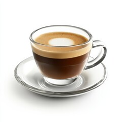 Fototapeta premium A classic espresso macchiato with a dark espresso shot and a small dollop of frothy milk, isolated white background, realism art style