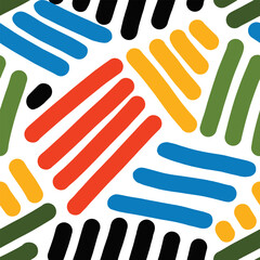 Fototapeta premium Seamless pattern with hand drawn line. Geometric pattern for wrapping paper. 