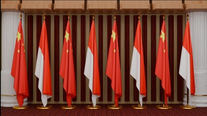 Indonesia flag and China flag