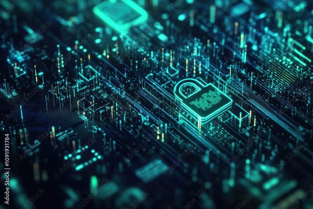 Aufkleber this vibrant digital background features interconnected padlocks and keys, illustrating themes of se