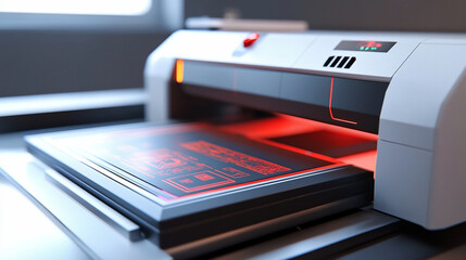 close-up of modern DTF printer mockup.ai generative
