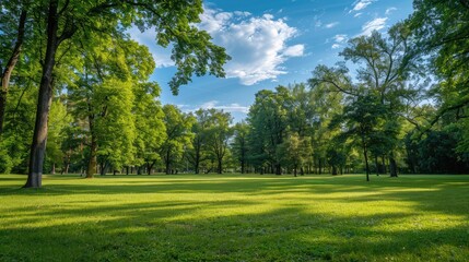 Obraz premium Lush Greenery and Clear Blue Sky in a Forest Ideal for Stock Photography and Visual Design