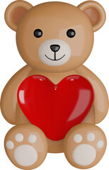 3d teddy bear with heart. valentine's day teddy bear