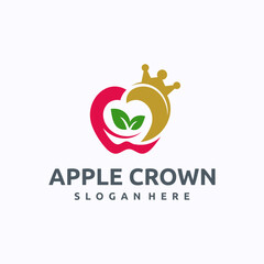 Fototapeta premium Apple crown logo design template. Royal organic fruit concept. Creative vector symbol.