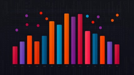 Obraz premium Colorful bar chart with scattered data points.