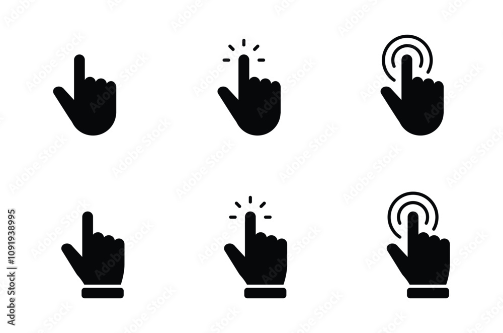 Poster hand pointer icons. pointer click icon vector