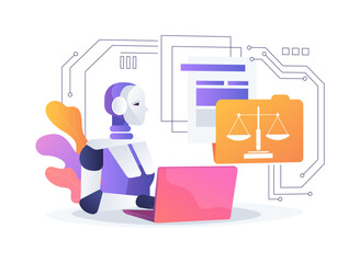 AI-Assisted Legal Process Optimization abstract concept vector illustration.