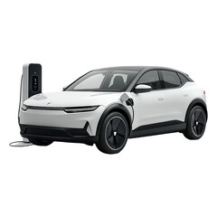 Obraz premium Electric Vehicle Charging at Station with Modern Design