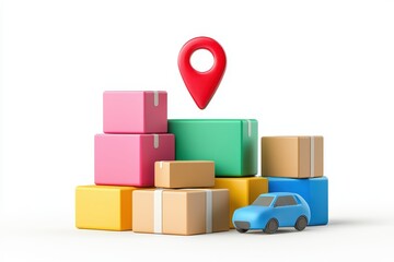 Obraz premium Delivery and Logistics Concept with Boxes and Car