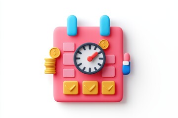 Obraz premium Colorful Calendar and Clock for Planning and Budgeting