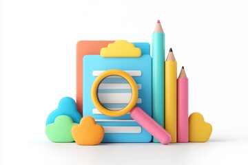 Fototapeta premium Colorful Office Supplies and Tools for Creative Work