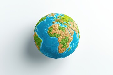 Fototapeta premium Colorful Close-Up of a Plastic Globe Showing Continents and Oceans, Perfect for Educational Materials and Environmental Awareness Campaigns
