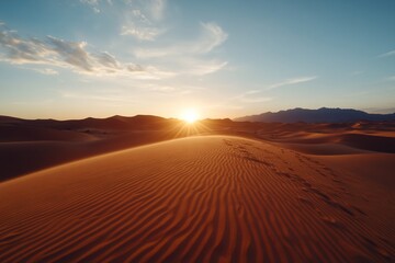 Majestic Desert Landscape with Rolling Golden Sand Dunes and a Vast Horizon