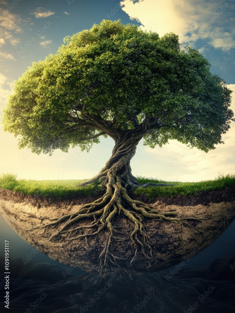 Leinwandbilder an abstract representation of a tree of life showcases intertwined branches and roots, symbolizing u