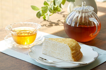 ミルクレープと紅茶