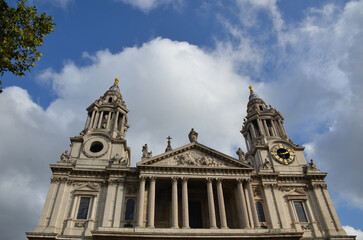 London, England, United Kingdom - October 2024: View of the facade of Saint Paul's cathedral