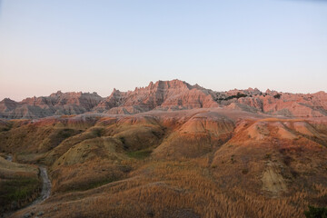 Dawn Over the Yellow Mounds of the Badlands South Dakota