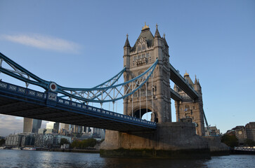 London, England, United Kingdom - October 2024: Tower Bridge is a bascule, suspension bridge built...